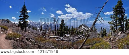 Wasatch Front Mount Olympus Peak Hiking Trail Inspiring Views In Spring Via Bonneville Shoreline, Ro