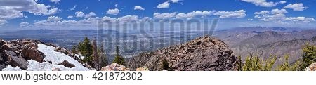 Wasatch Front Mount Olympus Peak hiking trail inspiring views in spring via Bonneville Shoreline, Ro