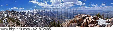 Wasatch Front Mount Olympus Peak Hiking Trail Inspiring Views In Spring Via Bonneville Shoreline, Ro