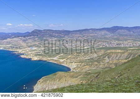 View From The Slope Of Cape Meganom To The Kapsel Tract And The Tokluk Mountain Range.. Crimea.