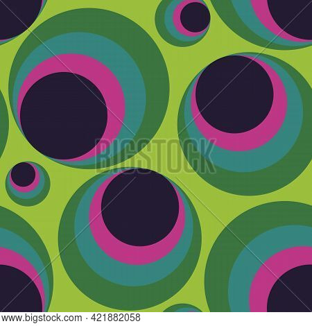 Vintage Circles Vector Seamless Pattern Retro 70s