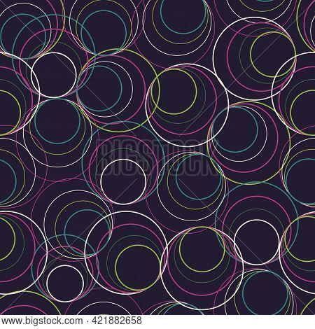 Vintage Circles Vector Seamless Pattern Retro 70s