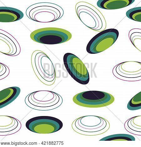 Vintage Circles Vector Seamless Pattern Retro 70s