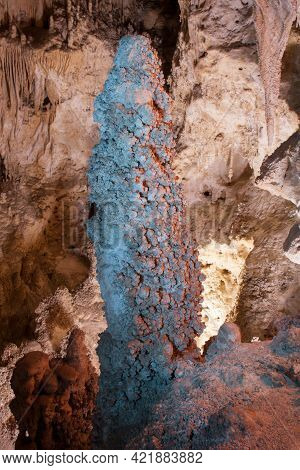Carlsbad Caverns New Mexico. The Main Chamber Of The Cavern Known As The Big Room