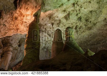 Carlsbad Caverns New Mexico. The Main Chamber Of The Cavern Known As The Big Room