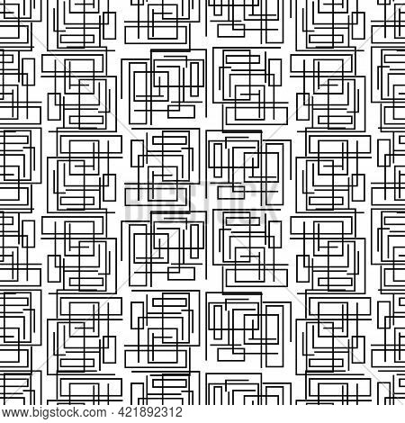 Seamless Background. Black Lines On A White Background.
