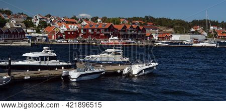 Marina of the Norwegian fishing town Hvaler . June 19,2018. Hvaler,Norway