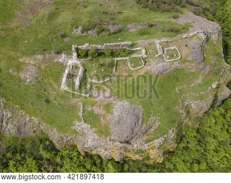 Aerial View Of Ruins Of Ancient Vishegrad Fortress On The Southern Coast Of Studen Kladenets Reservo