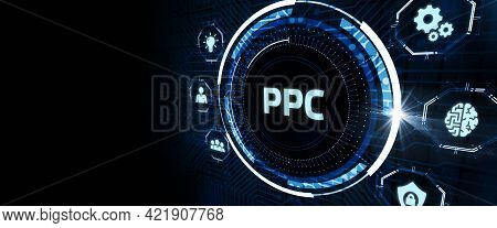 Pay Per Click Payment Technology Digital Marketing Internet Concept Of Virtual Screen. Ppc 3d Illust