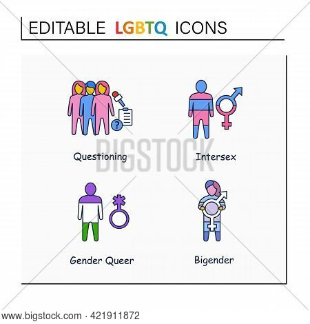 Lgbtq Collections Line Icons. Self Acceptance. Sexual Orientations.questioning. Intersex, Gender Que