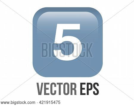 Vector Shinny Gradient Blue Keycap White Digit Five Icon Button