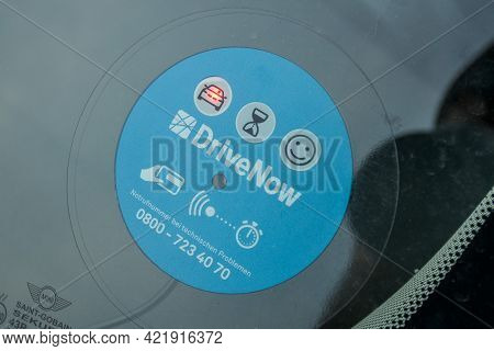 Germany - August 2015: Close-up On A Company Sign On The Minicooper For The Rental From A Company Ca