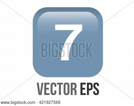 Vector Shinny Gradient Blue Keycap White Digit Seven Icon Button