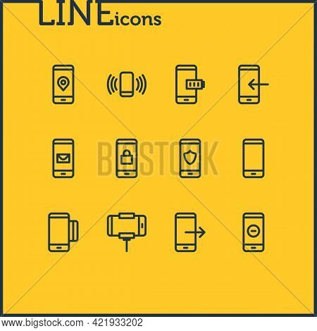 Illustration Of 12 Phone Icons Line Style. Editable Set Of Battery, Locked, Remove And Other Icon El