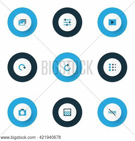 Image Icons Colored Set With Blur, Tune, High Dynamic Range And Other Hdr Off Elements. Isolated Ill