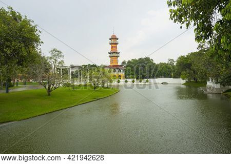 Withun Thasana  Tower In Bang Pa-in Royal Palace Or The Summer Palace In Ayutthaya Province, Thailan