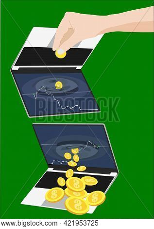 Online Stock Exchange Trading At Home Isometric Composition