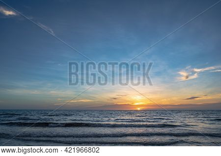 Beautiful Idyllic Seascape Sunset View On Kohkood Island In Low Season Travel.koh Kood, Also Known A