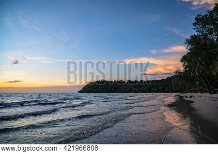 Beautiful Idyllic Seascape Sunset View On Kohkood Island In Low Season Travel.koh Kood, Also Known A