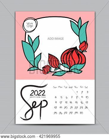 Calendar 2022 Design Nature Concept, Wall Calendar 2022 Year, Lettering Calendar, Desk Calendar Temp