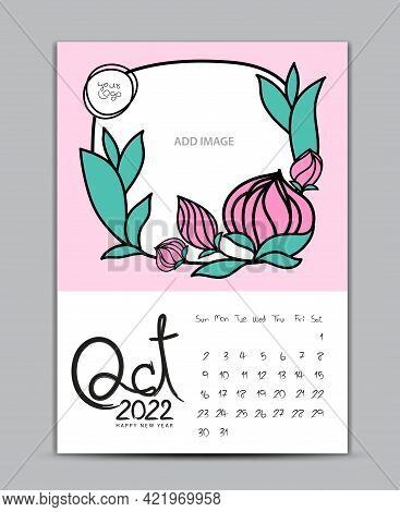 Calendar 2022 Design Nature Concept, Wall Calendar 2022 Year, Lettering Calendar, Desk Calendar Temp