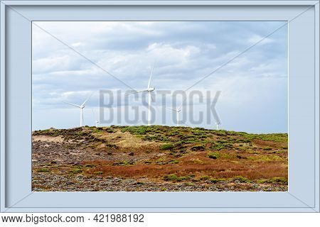 Framed Image Of Wind Turbines On The Coast Of Victoria Australia In An Area Known For Its Petrified 