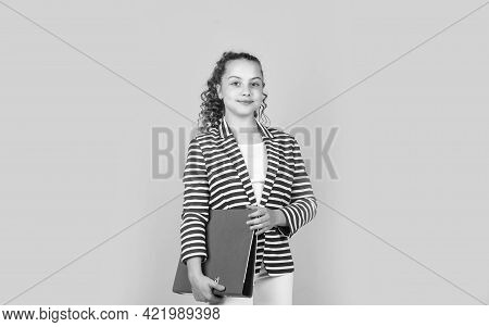 Looking So Confident. Imagine She Is Secretary. Small Business Owner. Back To School. Concept Of Edu