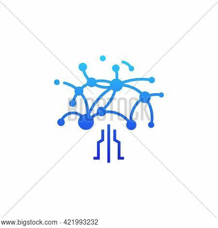 Digital Tree Logo Designs Concept Vector, Modern Tree Tech Logo Template, Logo Symbol Icon