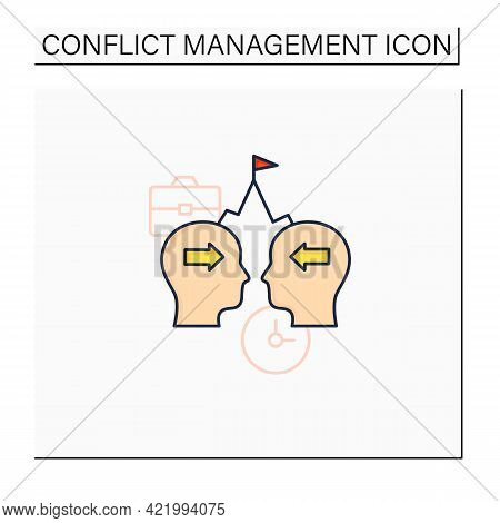 Competing Color Icon. Competition Between Coworker. Stress Position Without Considering Opposing Vie