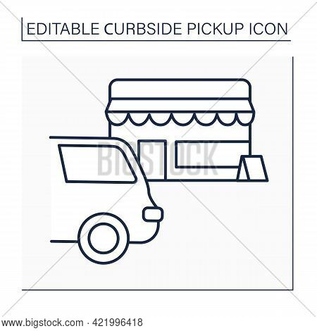Curbside Pickup Line Icon. Safe Way To Pick Up Orders From Restaurants, Supermarkets, Stores. Parkin
