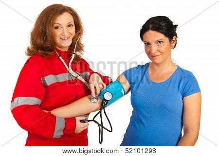 Happy Paramedic And Patient Woman