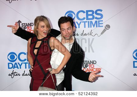 LOS ANGELES - OCT 8:  Michael Muhney, Kim Matula at the CBS Daytime After Dark Event at Comedy Store on October 8, 2013 in West Hollywood, CA