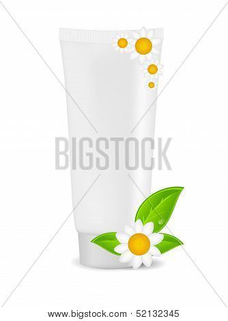 White cream tube with natural sign vector illustration