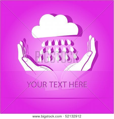 weather in hands. Paper sticker as bookmark. Vector illustration. Eps10.