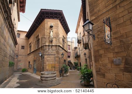 BARCELONA, SPAIN - MAY 11: Poble Espanyol in Barcelona, Spain on May 11, 2013.Traditional architectural complex. It was constructed in 1929, for the Barcelona International Exhibition.