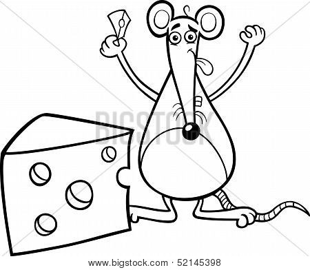Mouse With Cheese Coloring Page