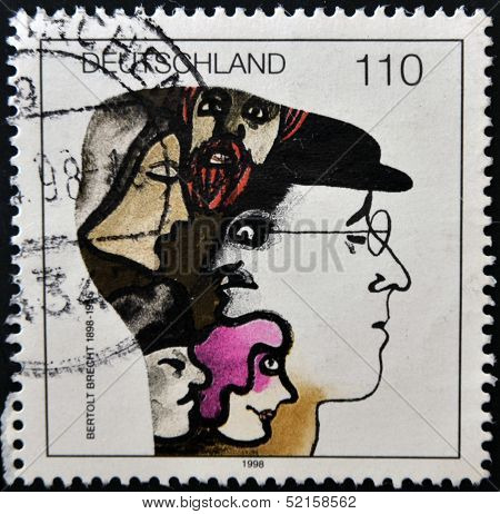 Germany - Circa 1998: Stamp Printed By Germany, Shows Bertolt Brecht , Circa 1998.