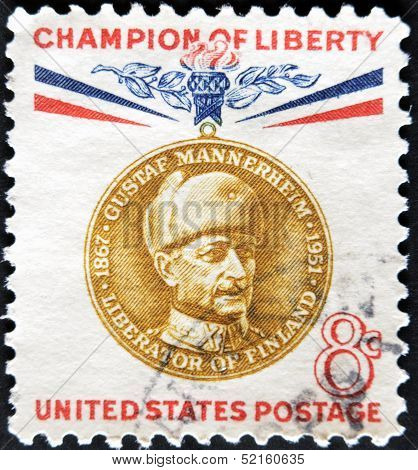 United States - Circa 1960: Stamp Printed In Usa, Shows Baron Gustaf Emil Mannerheim, Circa 1960