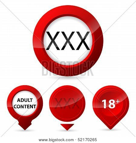Red Xxx Glow Button Set