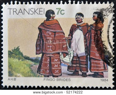 Republic Of South Africa - Circa 1984: A Stamp Printed In Transkei Shows Fingo Brides, Circa 1984