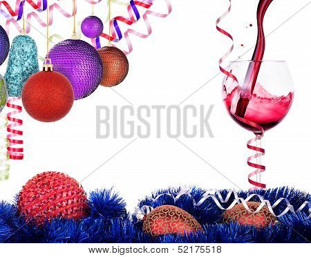 Red wine with christmas decoraion