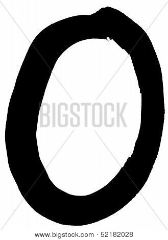 Greek Letter Omicron Hand Written In Black Ink