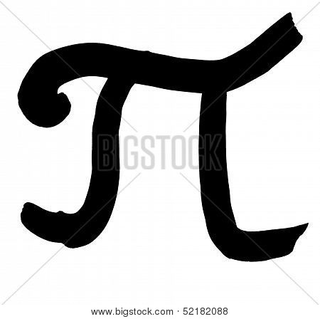 Greek Letter Pi Hand Written In Black Ink