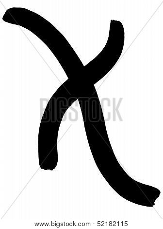 Greek Letter Chi Hand Written In Black Ink