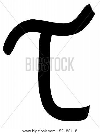 Greek Letter Tau Hand Written In Black Ink