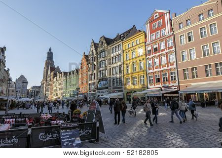 Tenements In Old Market Square In Wroclaw