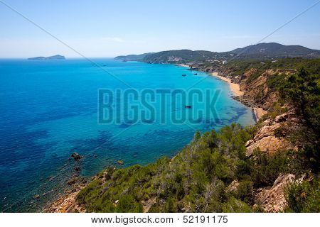 Ibiza Aigues Blanques Aguas Blancas Beach at Santa Eulalia Balearic Islands of spain