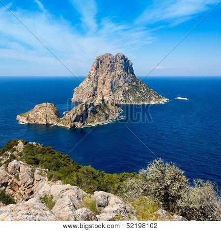 Ibiza Es Vedra and Vedranell from Torre des Savinar Sant Josep in Balearic Islands