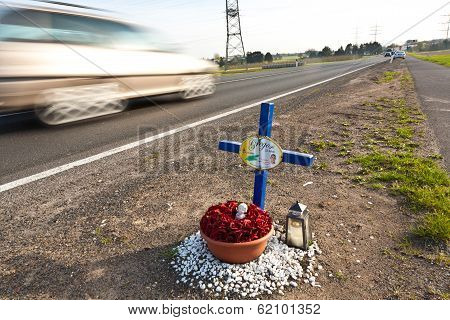 Cross For The Young Man Gregor Who Died At That Place In A Traffic Accident