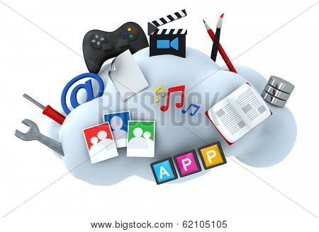 Cloud server hosting concept 3d illustration